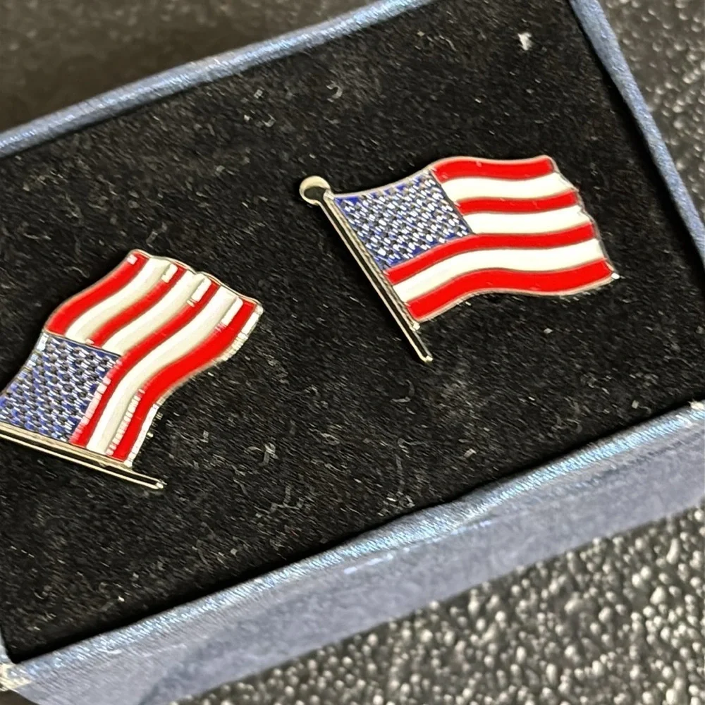 Flag USA Fourth of July Proud American Cufflinks New Old Stock